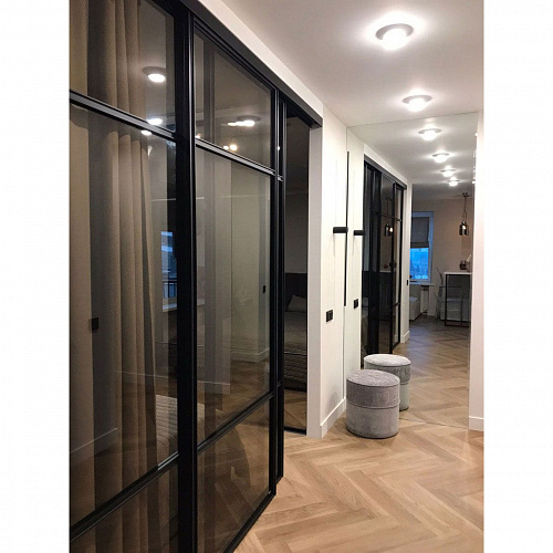 Раздвижные перегородки в проем 4 в 1 3500х2700 черный/стекло бронза