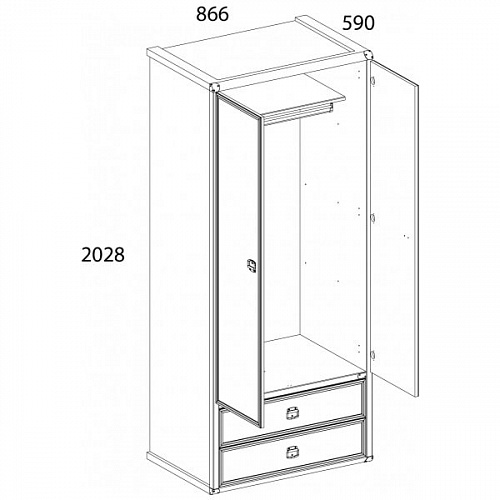 Шкаф 2DG2S MAGELLAN Сосна винтаж