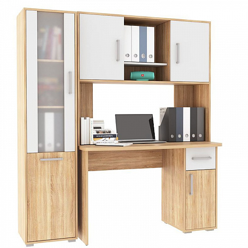 Стол компьютерный Лайт-1 дуб сонома/белый