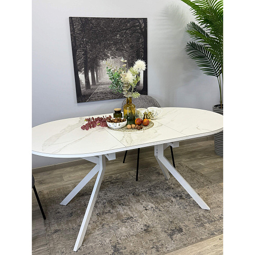 Стол обеденный Kenner DO1200 белый/керамика мрамор белый