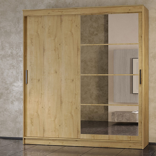 Шкаф-купе ГРАНД 1 2,0 Дуб вотан/Зеркало/Дуб вотан ЛДСП