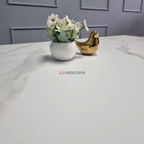 Стол обеденный Kenner ML1400 черный/керамика мрамор белый