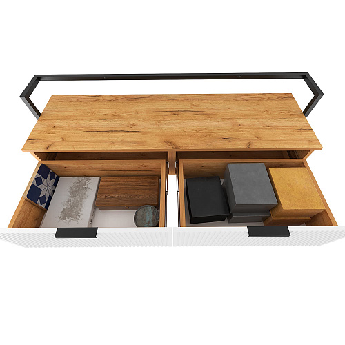 Тумба навесная под ТВ лофт DQ SITI дуб вотан/белый