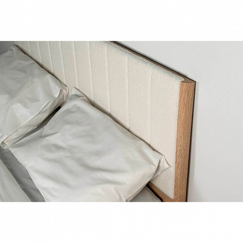 Кровать с подъемным механизмом Юлия 140х200 дуб сонома/белый (плюш)