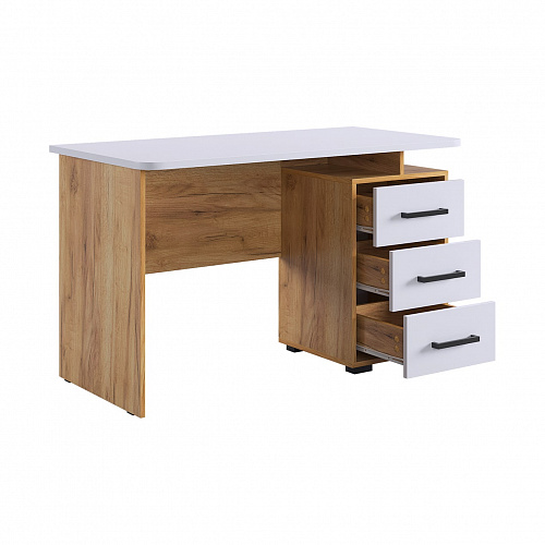 Стол компьютерный Лайт-2 дуб крафт золотой/белый