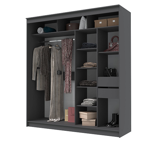 Шкаф-купе ГРАНД 1 2,0 Графит/Лакобель белый