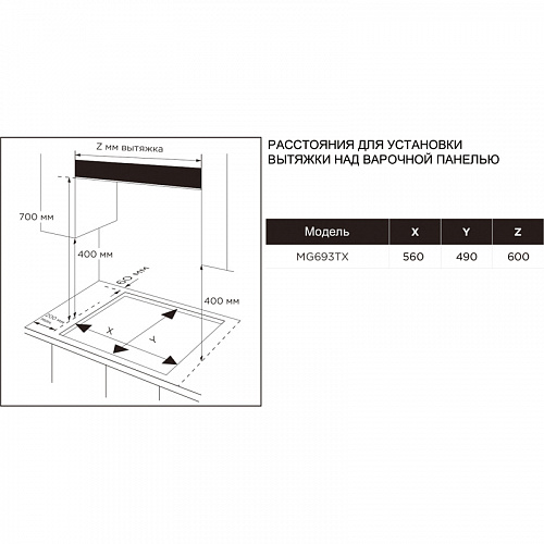 Газовая варочная панель MIDEA MG693TX