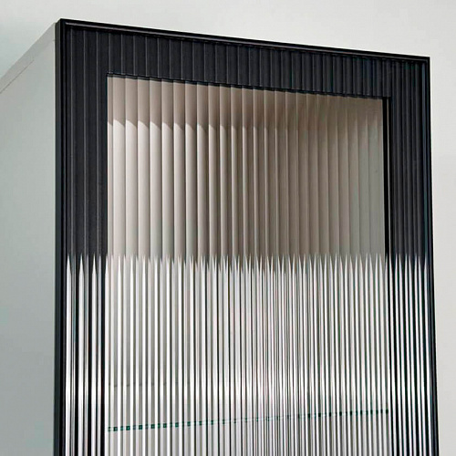 Шкаф однодверный Рич (со стеклом) кашемир/фрапучино матовый/черный