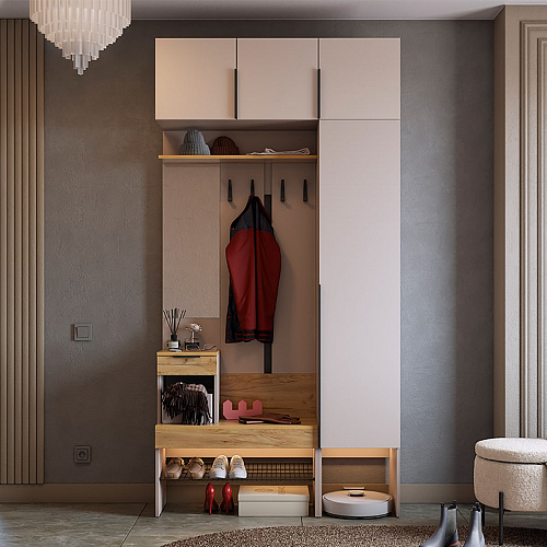 Прихожая Баско К4 кашемир/дуб крафт золотой