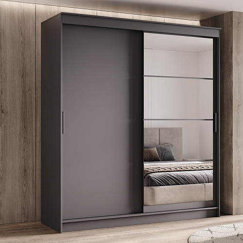 Шкаф-купе ГРАНД 1 2,0 Графит/Зеркало/Графит ЛДСП