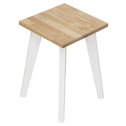 Табурет Квадратный ИДЕЯ массив Бесцветный (Лак)/СНЕГ