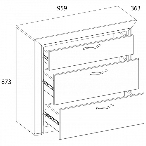Комод 3S OLIVIA Вудлайн крем/дуб анкона