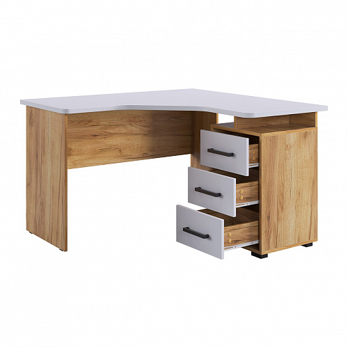 Стол компьютерный Лайт-2 1200 угловой дуб крафт золотой/белый