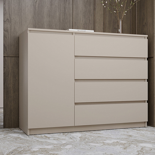 Комод ВЕГА Люкс 1Д-4Я Сатин