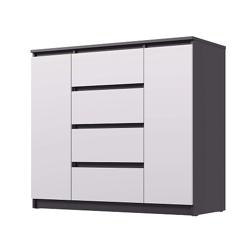 Комод ВЕГА Люкс 2Д-4Я Графит/Белый гладкий