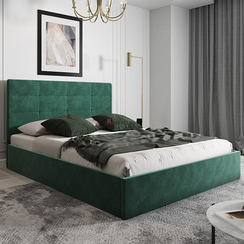 Кровать с подъемным механизмом НК Соната 1600х2000 Зеленый (велюр)