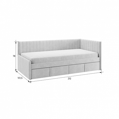 Кровать с ящиками Твикс (Софа) 90х200 мята (велюр)