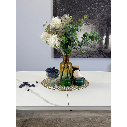 Стол обеденный Kenner AK1400 белый/керамика GLORIA WHITE