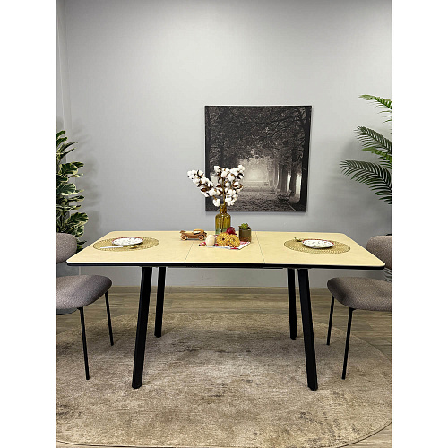 Стол обеденный Kenner AK1200 черный/керамика OKARA LIGHT YELLOW