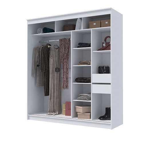 Шкаф-купе ГРАНД 1 2,0 Белый гладкий/Зеркало/Лакобель черный