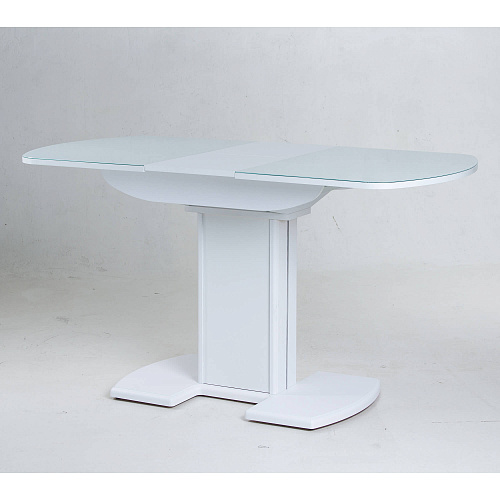 Стол обеденный Гала-20 белый/стекло белое