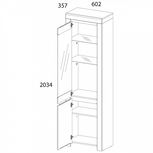Шкаф с витриной TAURUS 1V1D Белый\Дуб вотан