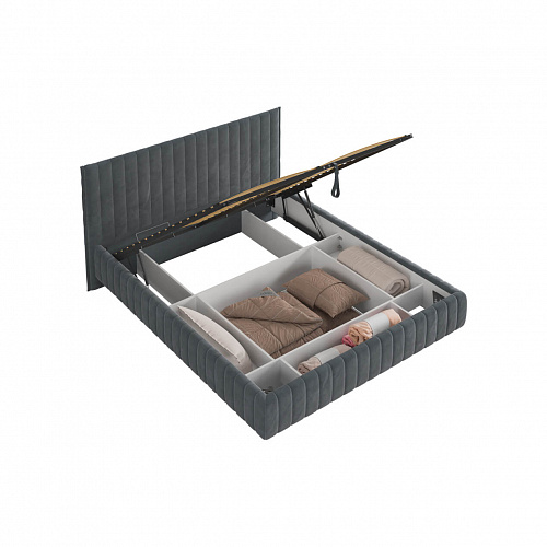 Кровать с подъемным механизмом Твикс 160х200 графит (велюр)