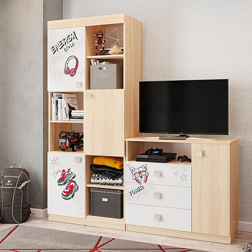 Стеллаж Энерджи дуб сонома/белый