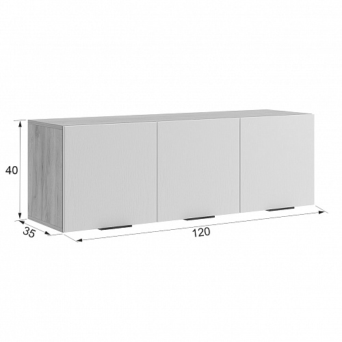 Антресоль трехдверная Бери дуб крафт золотой/белое дерево