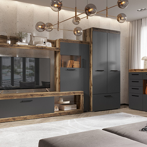 Комод Бастон Дуб Делано/Графит