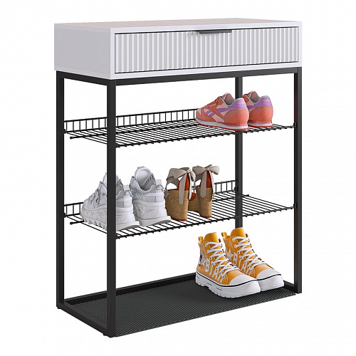 Обувница Вельвет белое дерево/черный муар