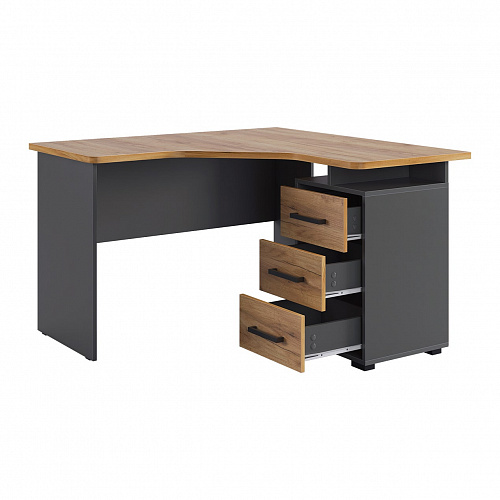 Стол компьютерный Лайт-2 1200 угловой графит/дуб крафт золотой