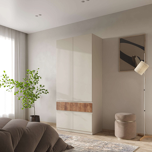 Шкаф НК PIANO 2-х створчатый Кашемир/Каштан