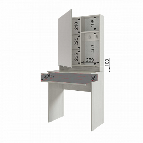 Туалетный столик Аурика белый рамух