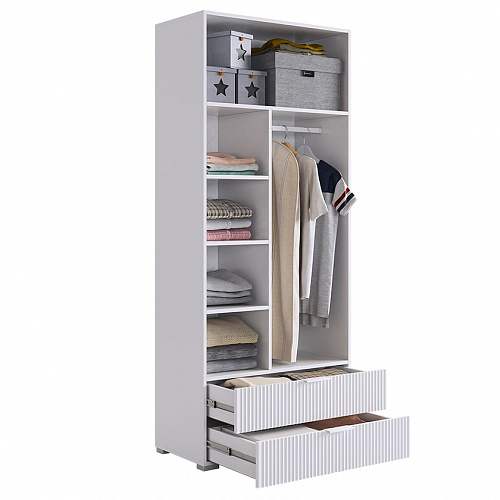 Шкаф двухдверный Зефир 120.01 белое дерево/белый (эмаль)