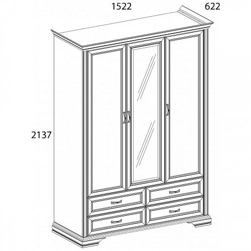 Шкаф 3D4S Z MONAKO Сосна винтаж