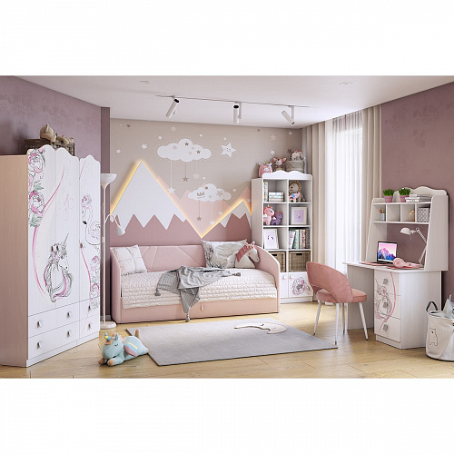 Кровать с подъемным механизмом Бест (Софа) 90х200 нежно-розовый (велюр)