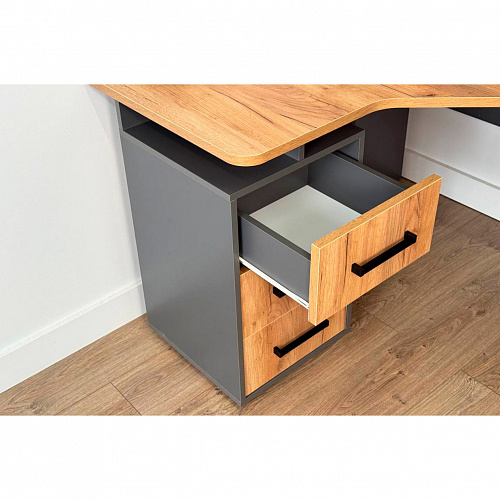 Стол компьютерный Лайт-2 1200 угловой графит/дуб крафт золотой