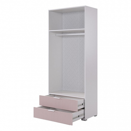Шкаф двухдверный Зефир 108.01 белое дерево/пудра розовая (эмаль)