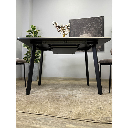 Стол обеденный Kenner AK1200 черный/керамика OKARA LIGHT YELLOW