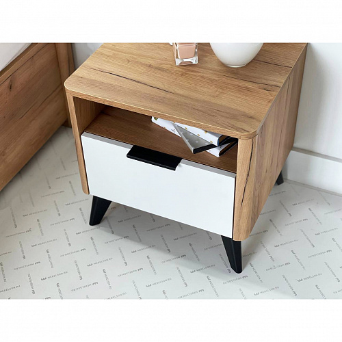 Тумба прикроватная Адам дуб крафт золотой/белое дерево