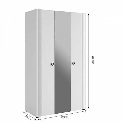 Шкаф трехдверный Ева 105.02 белое дерево/белый матовый