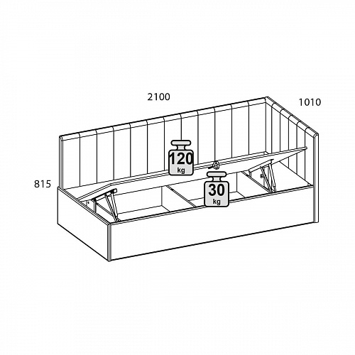 Кровать с подъемным механизмом угловая SINGLE 90 SIMPLE 29