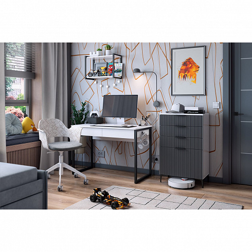 Комод Зефир белое дерево/серый (эмаль)