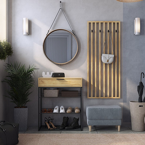 Прихожая Бери К5 дуб крафт золотой/графит (велюр)