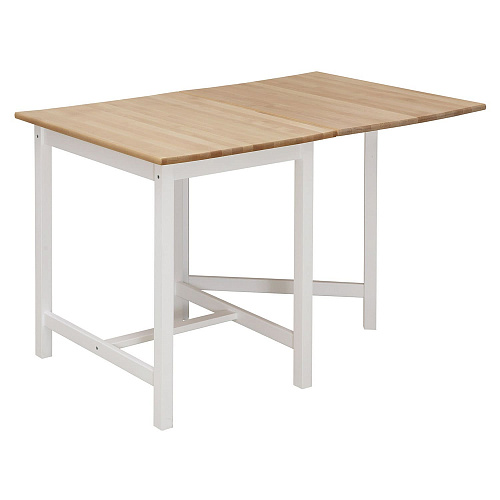 Стол раскладной большой ИДЕЯ массив Бесцветный (Лак)/СНЕГ