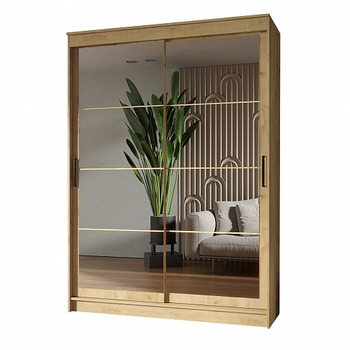 Шкаф-купе ГРАНД 1 1,6 Дуб вотан/Зеркало/Зеркало