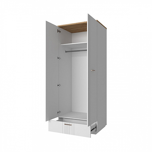 Шкаф MATEO 2DG1S Белый/Дуб наварра