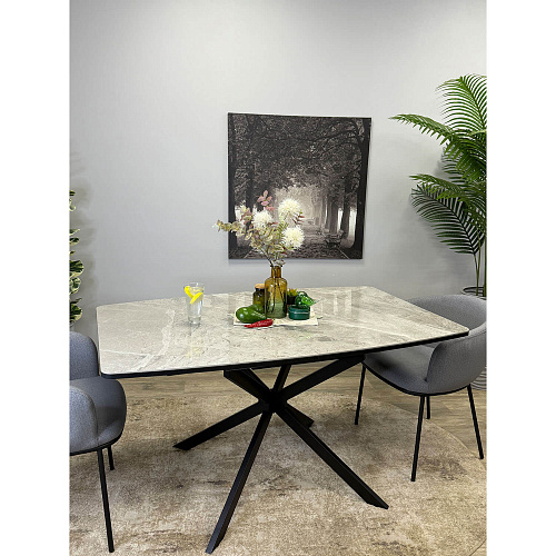 Стол обеденный Kenner BR1400 черный/керамика ITALIAN MIDDLE GRAY