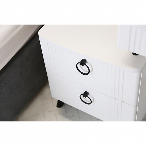 Тумба прикроватная Ева 2 белое дерево/белый матовый